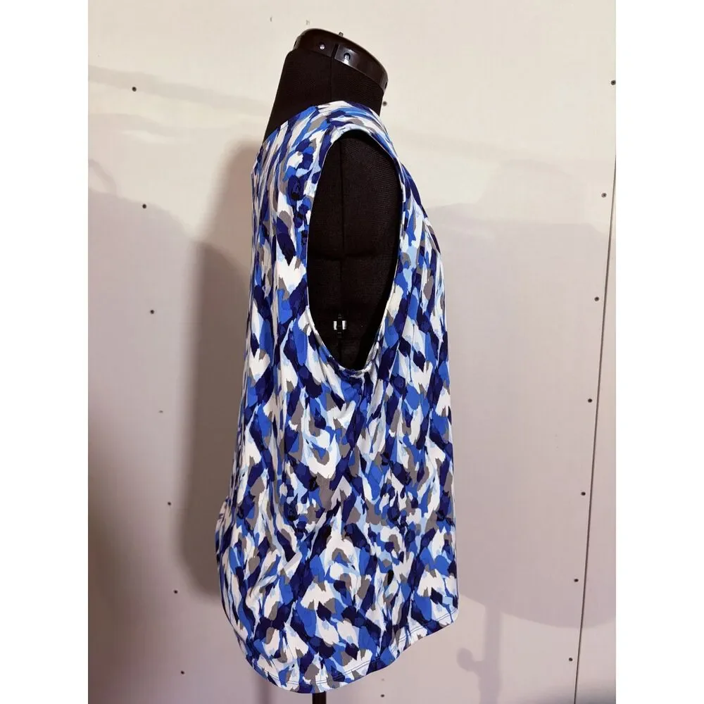 Sleeveless Abstract Print Blouse